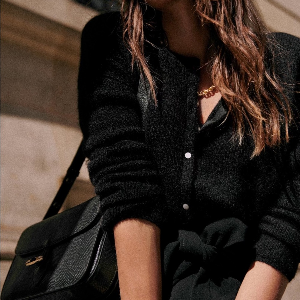 Sezane Black Gaspard Cardigan Sweater - Picture 2 of 4
